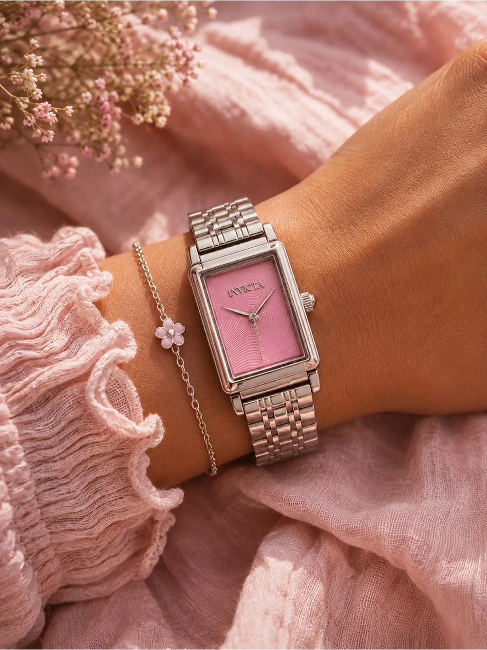 Invicta Women’s Wildflower Princess Watch 26mm Silver Pink Dial NWT Box